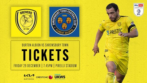 TICKETS FOR OUR HOME GAME AGAINST SHREWSBURY NOW ON SALE