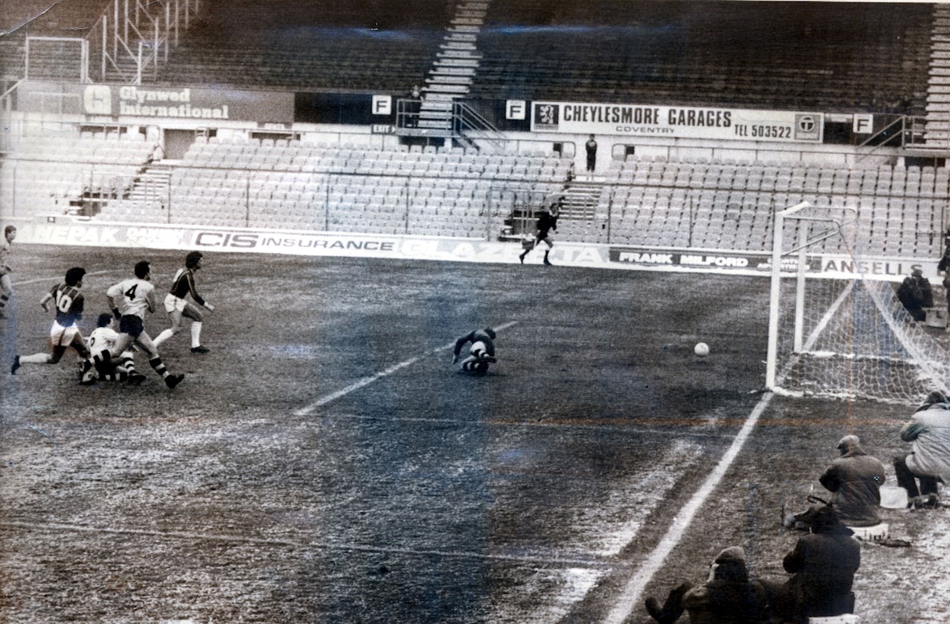 FA Cup Third Round (rematch). Burton Albion v Leicester City (behind-closed-doors) at Highfield Road. Paul Ramsey (no 10) scores the winning goal in a match Leicester won 1-0. The rematch occurred after Brewers goalkeeper was hit by a missile thrown from the crowd
